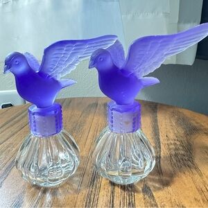 Vintage Set Of 2 Delagar Royal Dove Empty Perfume Fragrance - Purple Dove